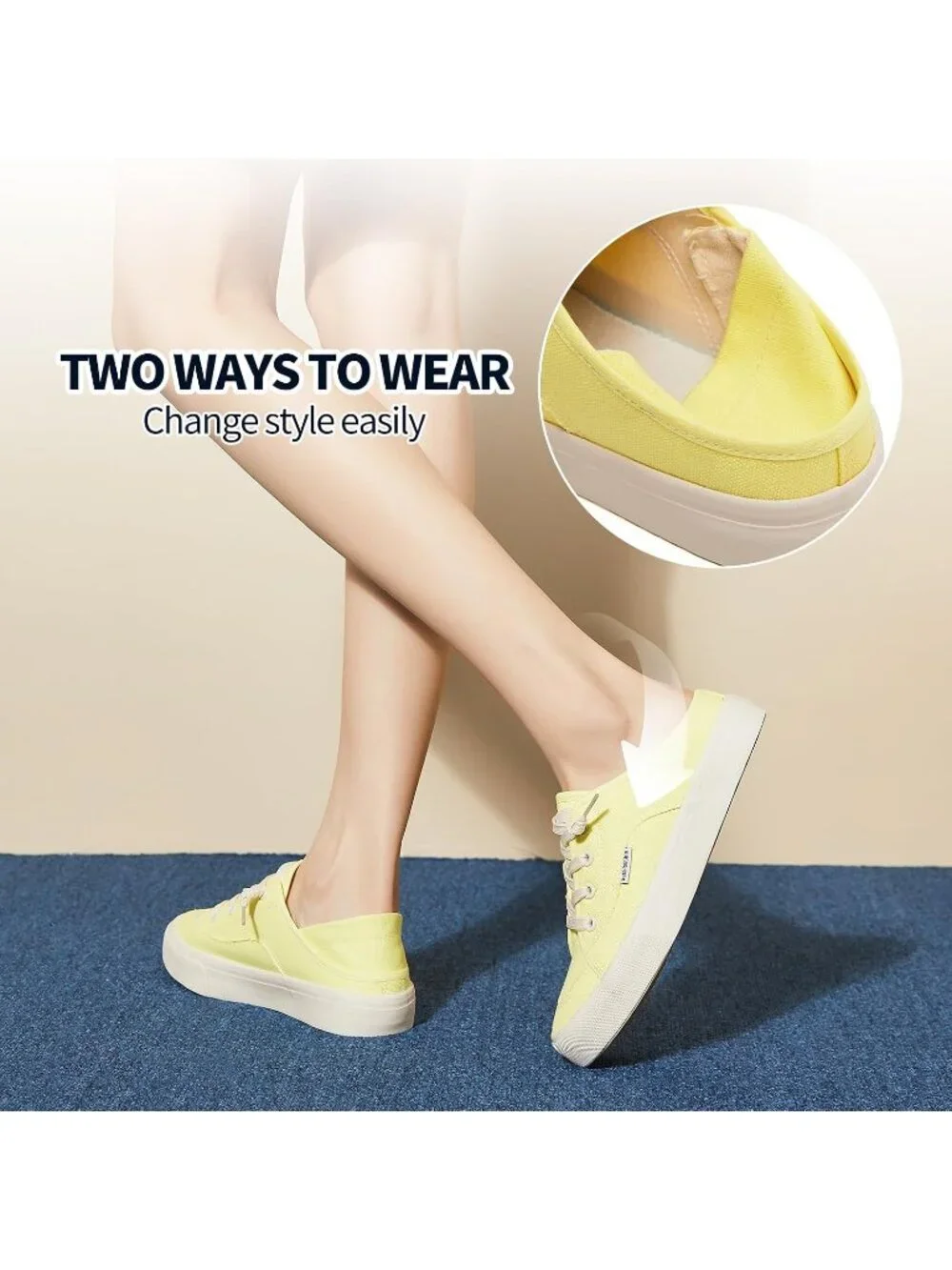 Women's Yellow Round Toe Solid Non Slip Fashion Slip on Loafer Sneaker Shoes